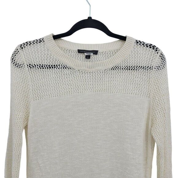 Banana Republic Coverup Top M White Open See Through Knit Side Slit Tunic Beach - Picture 7 of 10